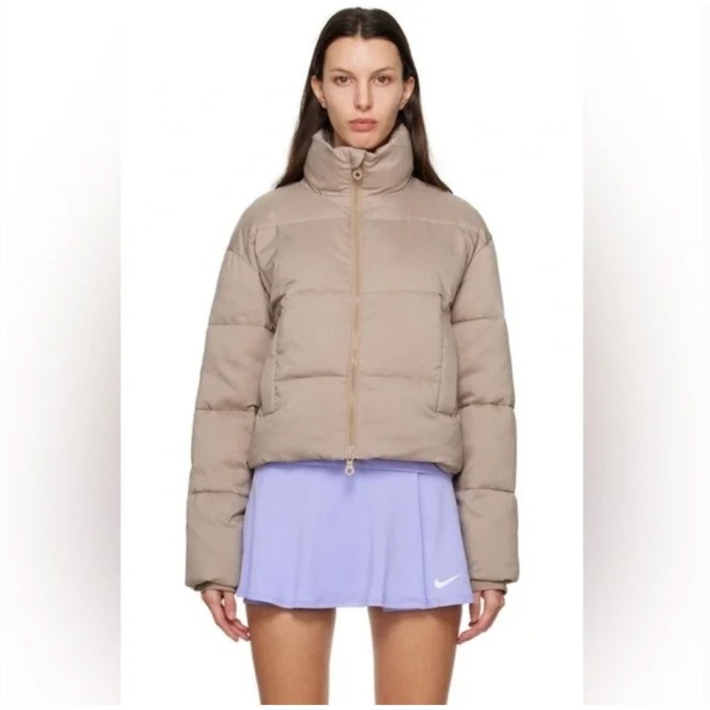 Girlfriend Collective Limestone Puffer Jacket Tan Cropped Mock Neck Women's‎ XXL
